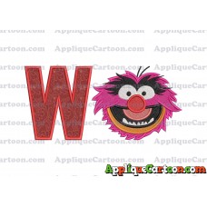 Animal Muppet Baby Head 02 Filled Embroidery Design With Alphabet W