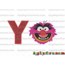 Animal Muppet Baby Head 02 Filled Embroidery Design With Alphabet Y