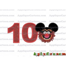 Animal Sesame Street Ears Applique Embroidery Design Birthday Number 10
