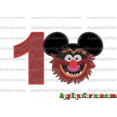 Animal Sesame Street Ears Applique Embroidery Design Birthday Number 1
