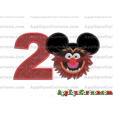 Animal Sesame Street Ears Applique Embroidery Design Birthday Number 2