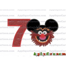 Animal Sesame Street Ears Applique Embroidery Design Birthday Number 7