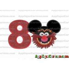 Animal Sesame Street Ears Applique Embroidery Design Birthday Number 8