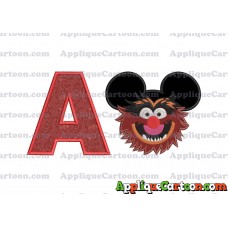 Animal Sesame Street Ears Applique Embroidery Design With Alphabet A