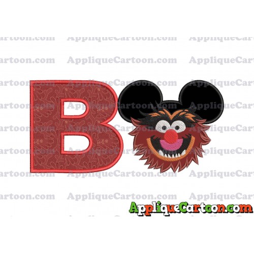Animal Sesame Street Ears Applique Embroidery Design With Alphabet B