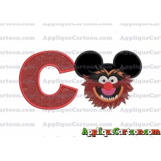 Animal Sesame Street Ears Applique Embroidery Design With Alphabet C