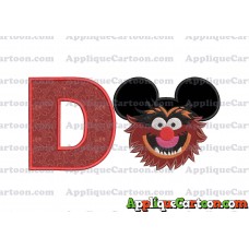 Animal Sesame Street Ears Applique Embroidery Design With Alphabet D