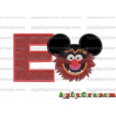 Animal Sesame Street Ears Applique Embroidery Design With Alphabet E