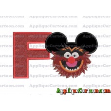 Animal Sesame Street Ears Applique Embroidery Design With Alphabet F