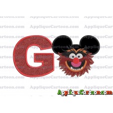Animal Sesame Street Ears Applique Embroidery Design With Alphabet G