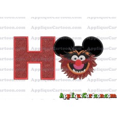 Animal Sesame Street Ears Applique Embroidery Design With Alphabet H