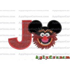 Animal Sesame Street Ears Applique Embroidery Design With Alphabet J