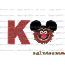 Animal Sesame Street Ears Applique Embroidery Design With Alphabet K