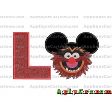 Animal Sesame Street Ears Applique Embroidery Design With Alphabet L