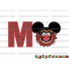 Animal Sesame Street Ears Applique Embroidery Design With Alphabet M
