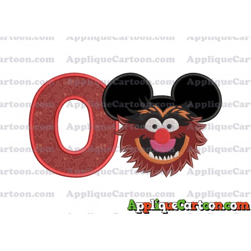Animal Sesame Street Ears Applique Embroidery Design With Alphabet O