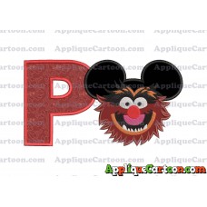 Animal Sesame Street Ears Applique Embroidery Design With Alphabet P