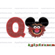 Animal Sesame Street Ears Applique Embroidery Design With Alphabet Q