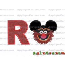 Animal Sesame Street Ears Applique Embroidery Design With Alphabet R