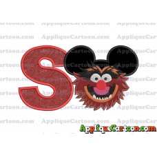 Animal Sesame Street Ears Applique Embroidery Design With Alphabet S