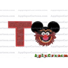 Animal Sesame Street Ears Applique Embroidery Design With Alphabet T