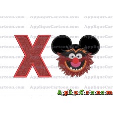 Animal Sesame Street Ears Applique Embroidery Design With Alphabet X