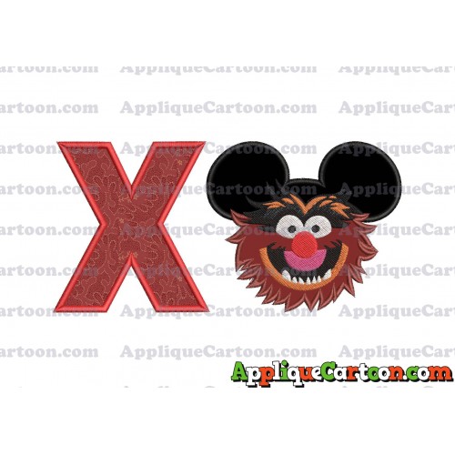 Animal Sesame Street Ears Applique Embroidery Design With Alphabet X