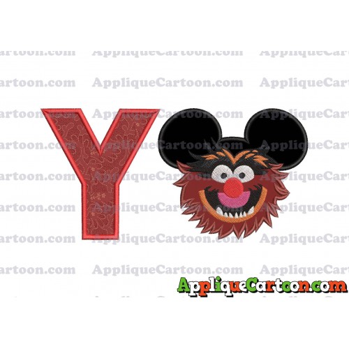 Animal Sesame Street Ears Applique Embroidery Design With Alphabet Y