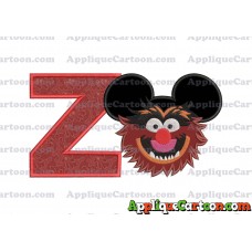 Animal Sesame Street Ears Applique Embroidery Design With Alphabet Z
