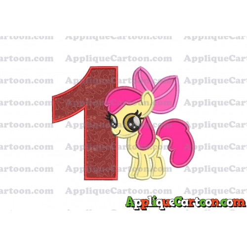 Apple Bloom My Little Pony Applique Embroidery Design Birthday Number 1
