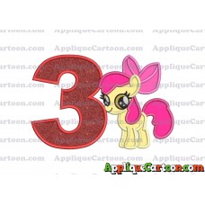 Apple Bloom My Little Pony Applique Embroidery Design Birthday Number 3