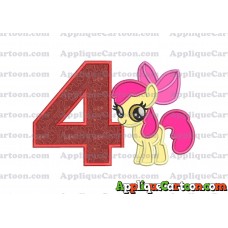 Apple Bloom My Little Pony Applique Embroidery Design Birthday Number 4