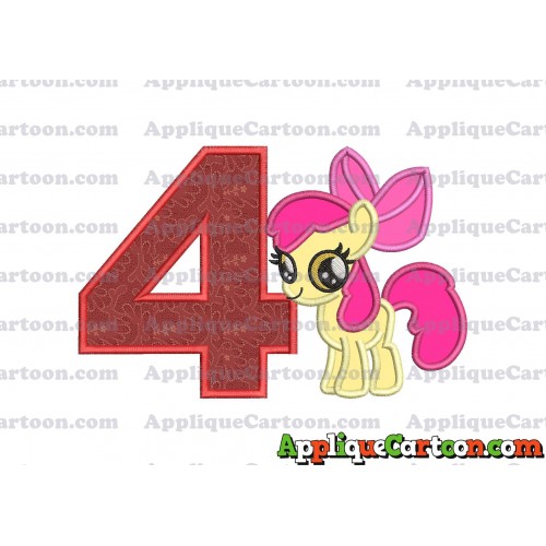 Apple Bloom My Little Pony Applique Embroidery Design Birthday Number 4