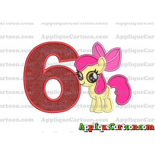 Apple Bloom My Little Pony Applique Embroidery Design Birthday Number 6