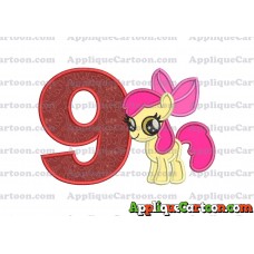 Apple Bloom My Little Pony Applique Embroidery Design Birthday Number 9