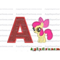 Apple Bloom My Little Pony Applique Embroidery Design With Alphabet A