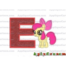 Apple Bloom My Little Pony Applique Embroidery Design With Alphabet E
