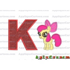 Apple Bloom My Little Pony Applique Embroidery Design With Alphabet K