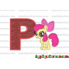 Apple Bloom My Little Pony Applique Embroidery Design With Alphabet P