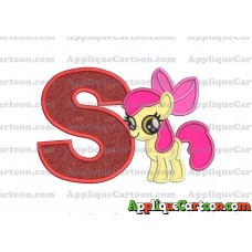 Apple Bloom My Little Pony Applique Embroidery Design With Alphabet S