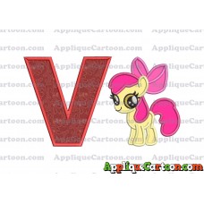Apple Bloom My Little Pony Applique Embroidery Design With Alphabet V