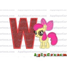 Apple Bloom My Little Pony Applique Embroidery Design With Alphabet W
