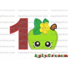 Apple Shopkins Head Applique Embroidery Design Birthday Number 1