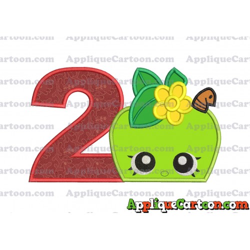 Apple Shopkins Head Applique Embroidery Design Birthday Number 2