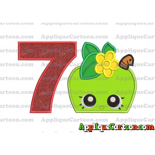Apple Shopkins Head Applique Embroidery Design Birthday Number 7