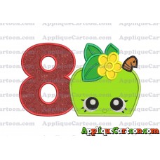 Apple Shopkins Head Applique Embroidery Design Birthday Number 8