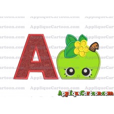 Apple Shopkins Head Applique Embroidery Design With Alphabet A