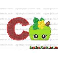 Apple Shopkins Head Applique Embroidery Design With Alphabet C