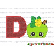 Apple Shopkins Head Applique Embroidery Design With Alphabet D