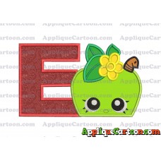 Apple Shopkins Head Applique Embroidery Design With Alphabet E